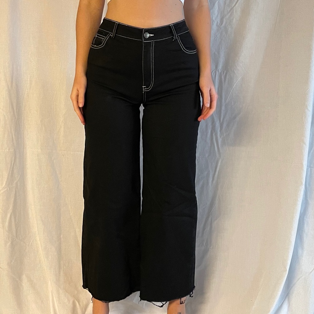 Black Contrast Stitch Jeans